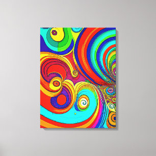 Colourful Groovy Rainbow Swirls Canvas Print