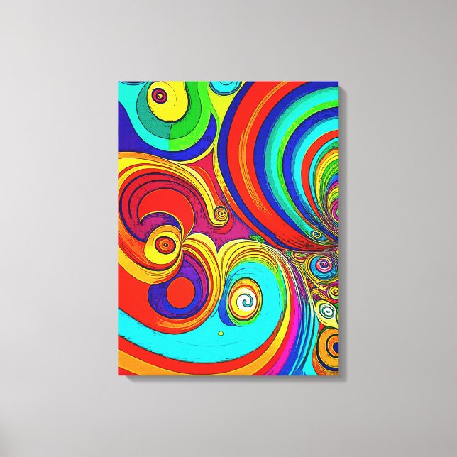 Colourful Groovy Rainbow Swirls Canvas Print (Front)