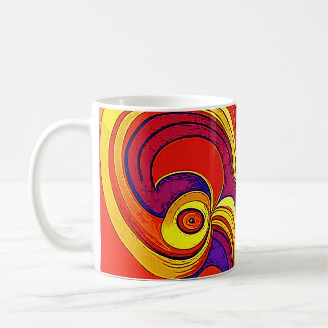 Colourful Groovy Rainbow Swirls Coffee Mug (Left)