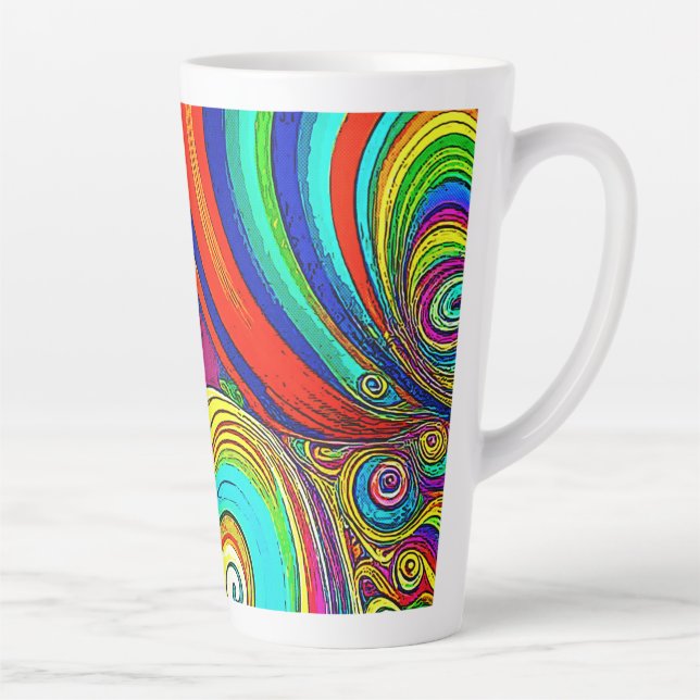 Colourful Groovy Rainbow Swirls Latte Mug (Right)