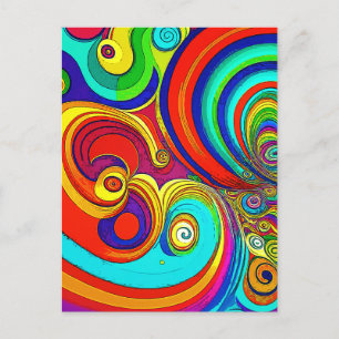 Colourful Groovy Rainbow Swirls Postcard
