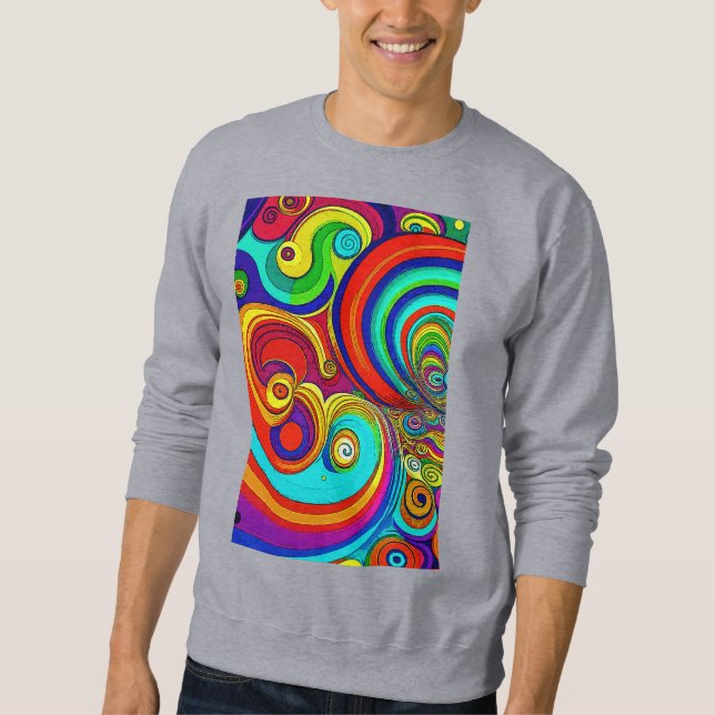 Colourful Groovy Rainbow Swirls Sweatshirt (Front)