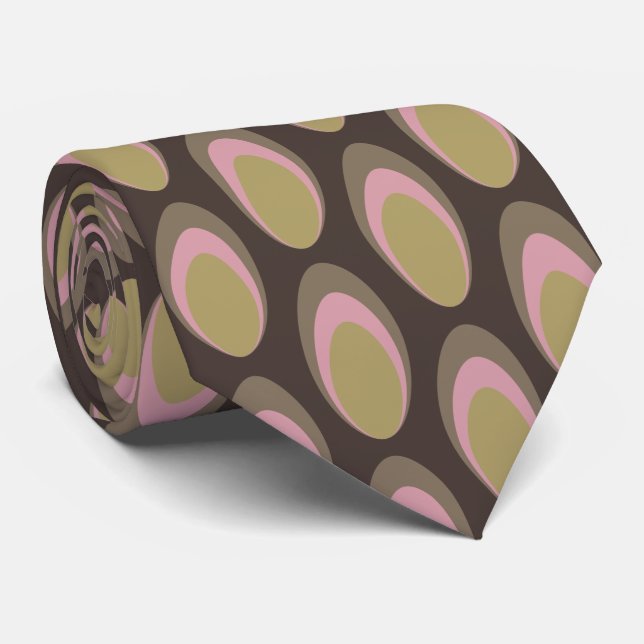 Colourful Groovy Retro 70s Pattern Neck Tie (Rolled)