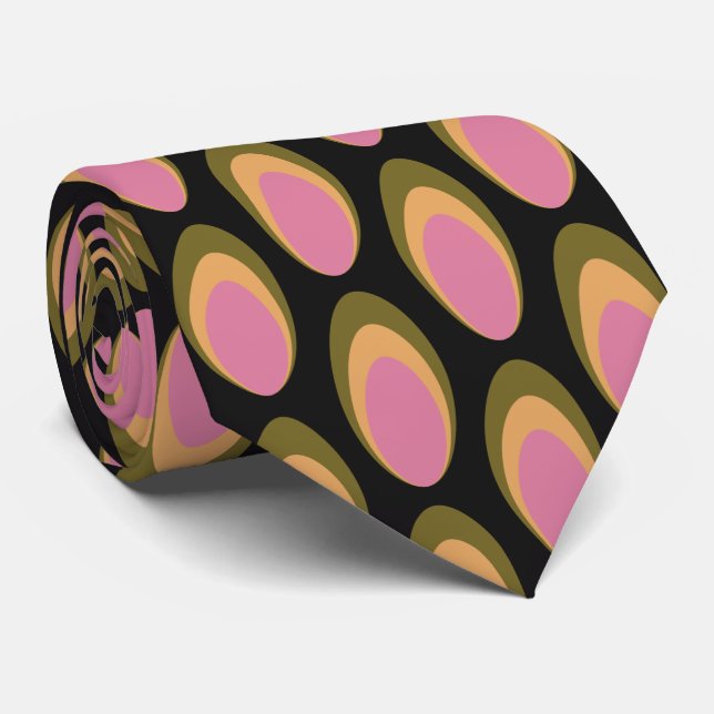 Colourful Groovy Retro 70s Pattern Neck Tie (Rolled)