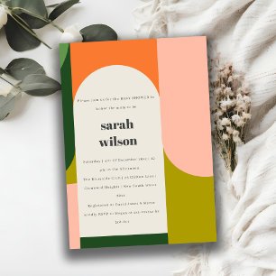 Colourful Groovy Retro Arch Abstract Baby Shower Invitation