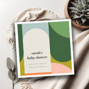 Colourful Groovy Retro Arch Abstract Baby Shower Napkin
