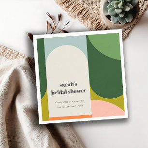 Colourful Groovy Retro Arch Abstract Bridal Shower Napkin