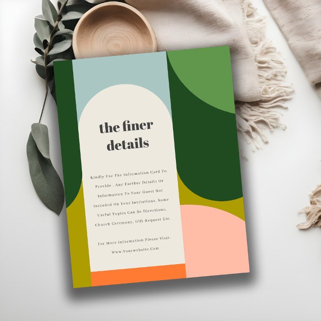 Colourful Groovy Retro Arch Bold Wedding Detail Enclosure Card (Creator Uploaded)