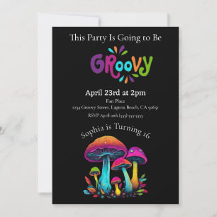 Colourful Groovy Retro Birthday Invitation