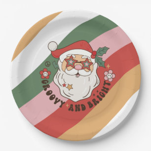 Colourful Groovy Retro Christmas  Paper Plates