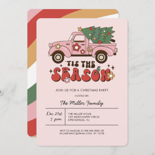 Colourful Groovy Retro Christmas Party  Invitation