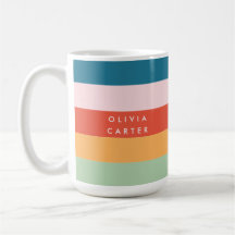 Colourful Groovy Retro Horizontal Stripe Name
