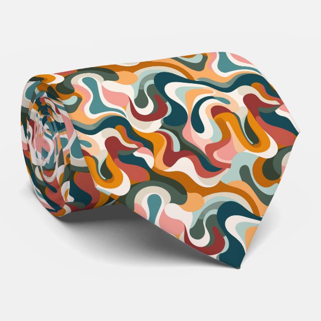 Colourful Groovy Retro Neck Tie (Rolled)