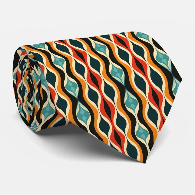 Colourful Groovy Retro Neck Tie (Rolled)