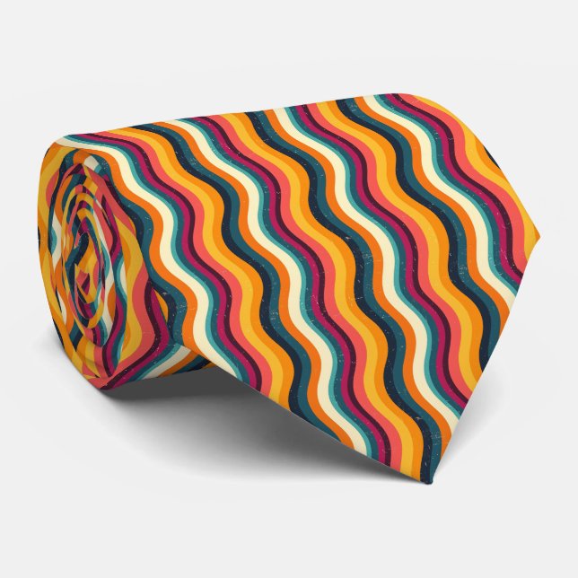Colourful Groovy Retro Neck Tie (Rolled)