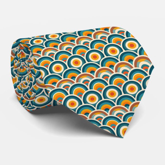 Colourful Groovy Retro Neck Tie (Rolled)