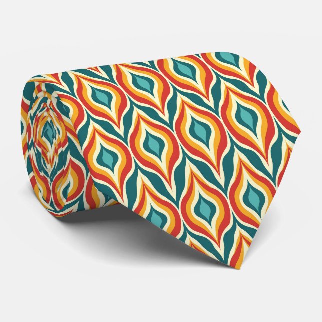 Colourful Groovy Retro Neck Tie (Rolled)