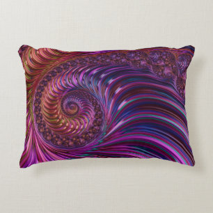 Colourful Groovy Trippy Funky Spiral Fractal Art Decorative Cushion