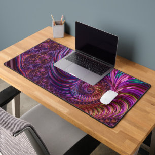 Colourful Groovy Trippy Funky Spiral Fractal Art Desk Mat