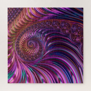 Colourful Groovy Trippy Funky Spiral Fractal Art Jigsaw Puzzle