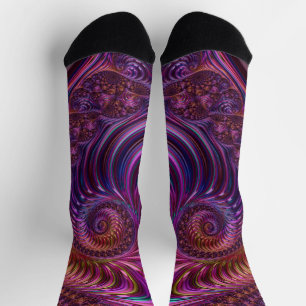 Colourful Groovy Trippy Funky Spiral Fractal Art Socks