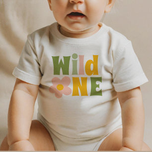 Colourful Groovy Wild One Daisy  Baby T-Shirt