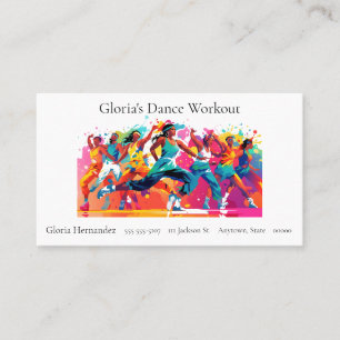 Colourful group exercise class business card