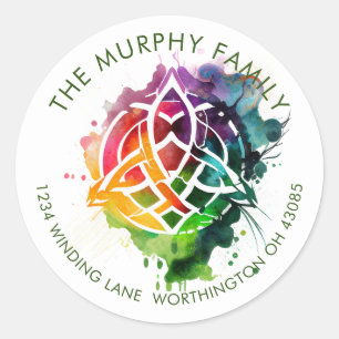 Colourful Grunge Celtic Watercolor Design Classic Round Sticker