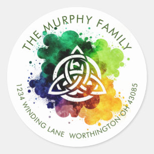 Colourful Grunge Celtic Watercolor Design Classic Round Sticker