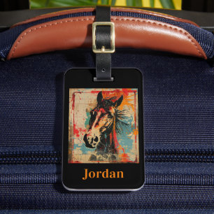 Colourful Grunge Custom Horse ID Luggage Tag