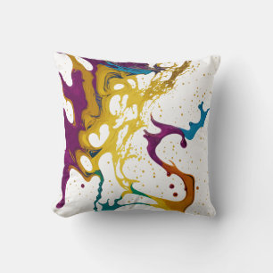 Colourful Grunge Dripping Marble Ink Splash  Cushion