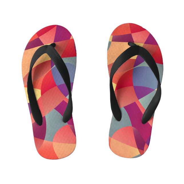 Colourful Grunge: Geometric Triangles Background Kid's Flip Flops (Footbed)