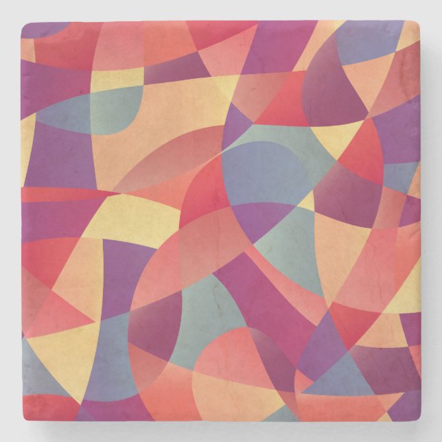 Colourful Grunge: Geometric Triangles Background Stone Coaster (Front)