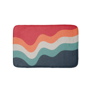 Colourful grunge retro style waves bath mat