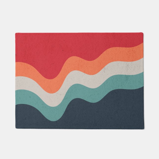 Colourful grunge retro style waves doormat (Front)