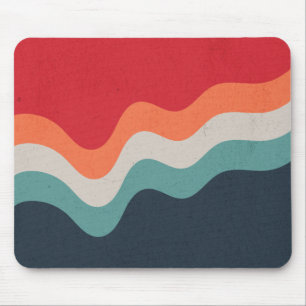 Colourful grunge retro style waves mouse mat