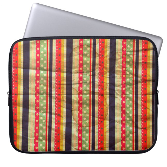Colourful grunge stripes seamless pattern laptop sleeve (Front)