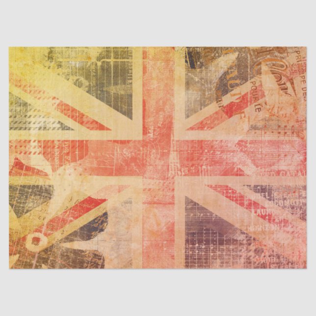 Colourful Grunge Union Jack Posh Gift Wrap Tissue Paper (Front)