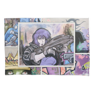Colourful Grungy Street Art Collage alt 1 Pillowcase