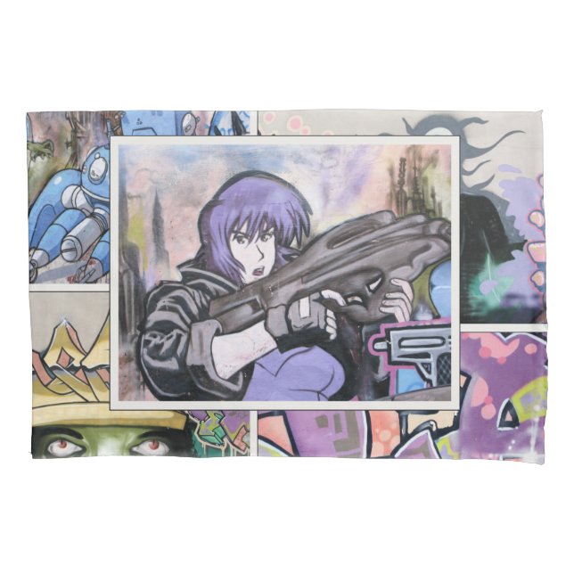 Colourful Grungy Street Art Collage alt 1 Pillowcase (Front)