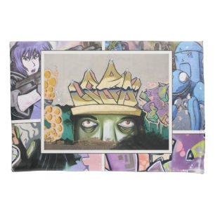 Colourful Grungy Street Art Collage alt 4 Pillowcase