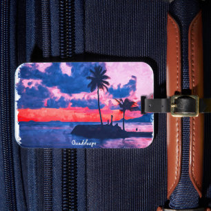 Colourful Guadeloupe Caribbean Island Watercolor Luggage Tag
