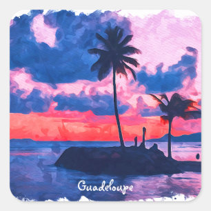 Colourful Guadeloupe Caribbean Island Watercolor Square Sticker