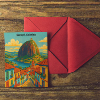 Colourful Guatape El Penol Rock Colombia Postcard