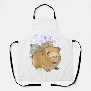 Colourful Guinea Pig Trio Rainbow Paint Splash Apron