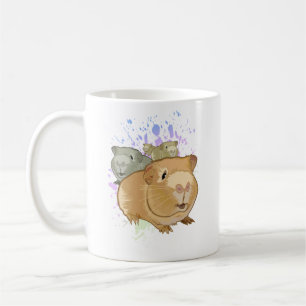 Colourful Guinea Pig Trio Rainbow Paint Splash Cut Coffee Mug