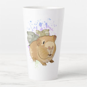 Colourful Guinea Pig Trio Rainbow Paint Splash Cut Latte Mug