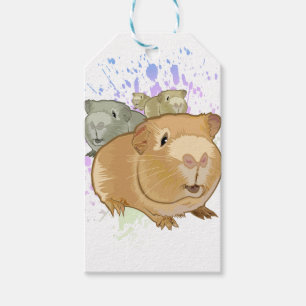 Colourful Guinea Pig Trio Rainbow Paint Splash Gift Tags