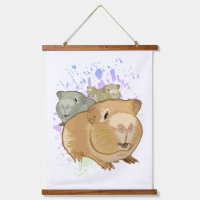 Colourful Guinea Pig Trio Rainbow Paint Splash Wal