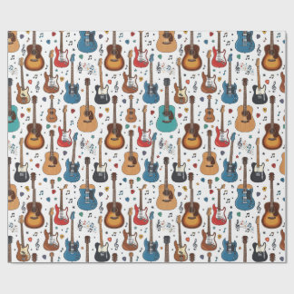 Colourful Guitar and Music Pattern Wrapping Paper